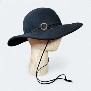 World Market Black Wool Hat Wide Brim Size 22in 56cm